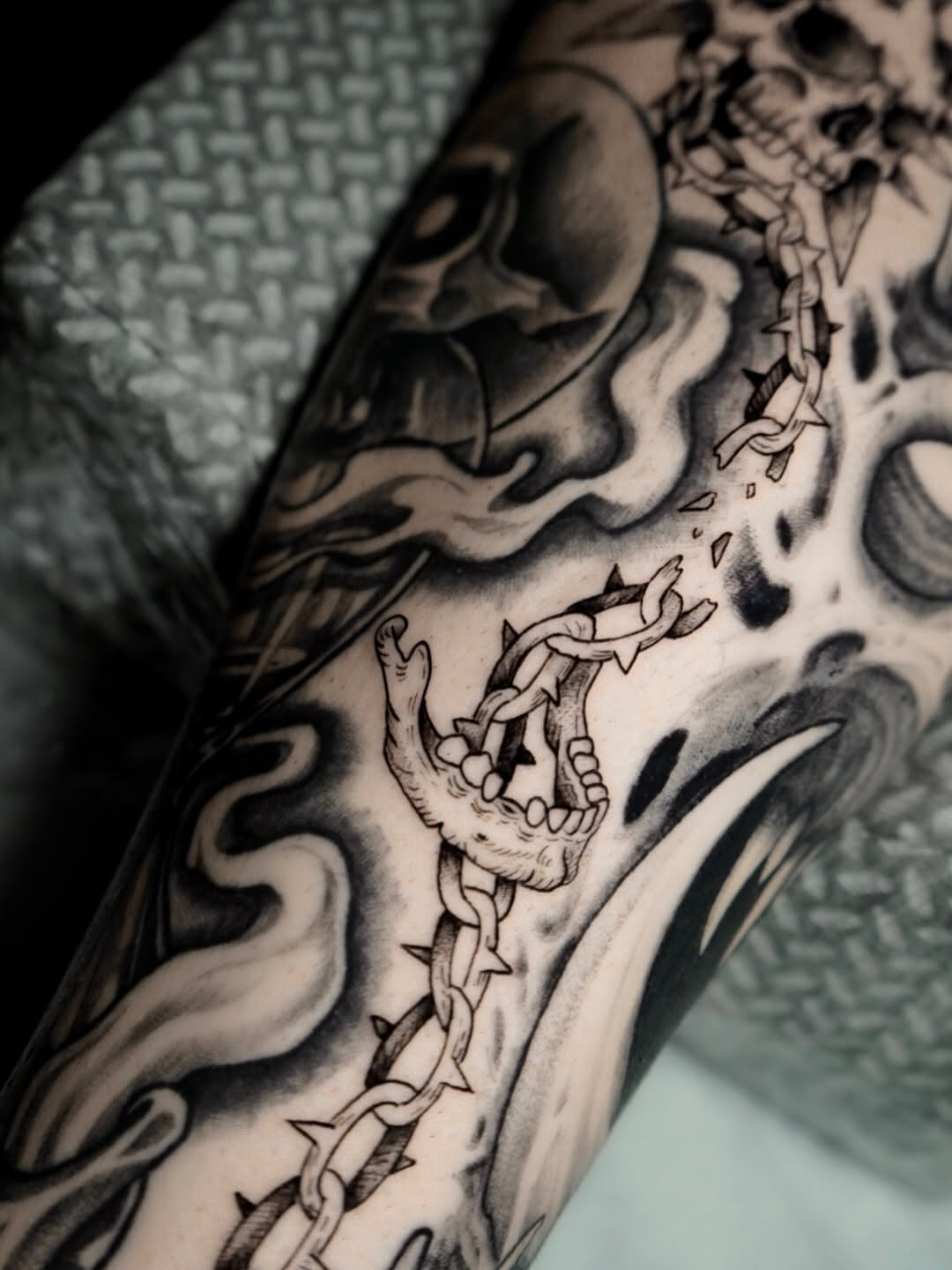 Tattoo by @anissatattoos — black_and_grey, dark_realism