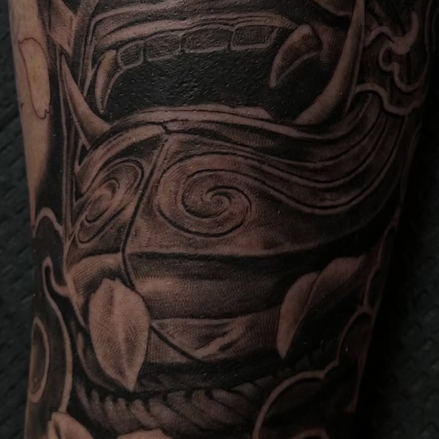 Tattoo by @dohertytattoos — black_and_grey, japanese_irezumi