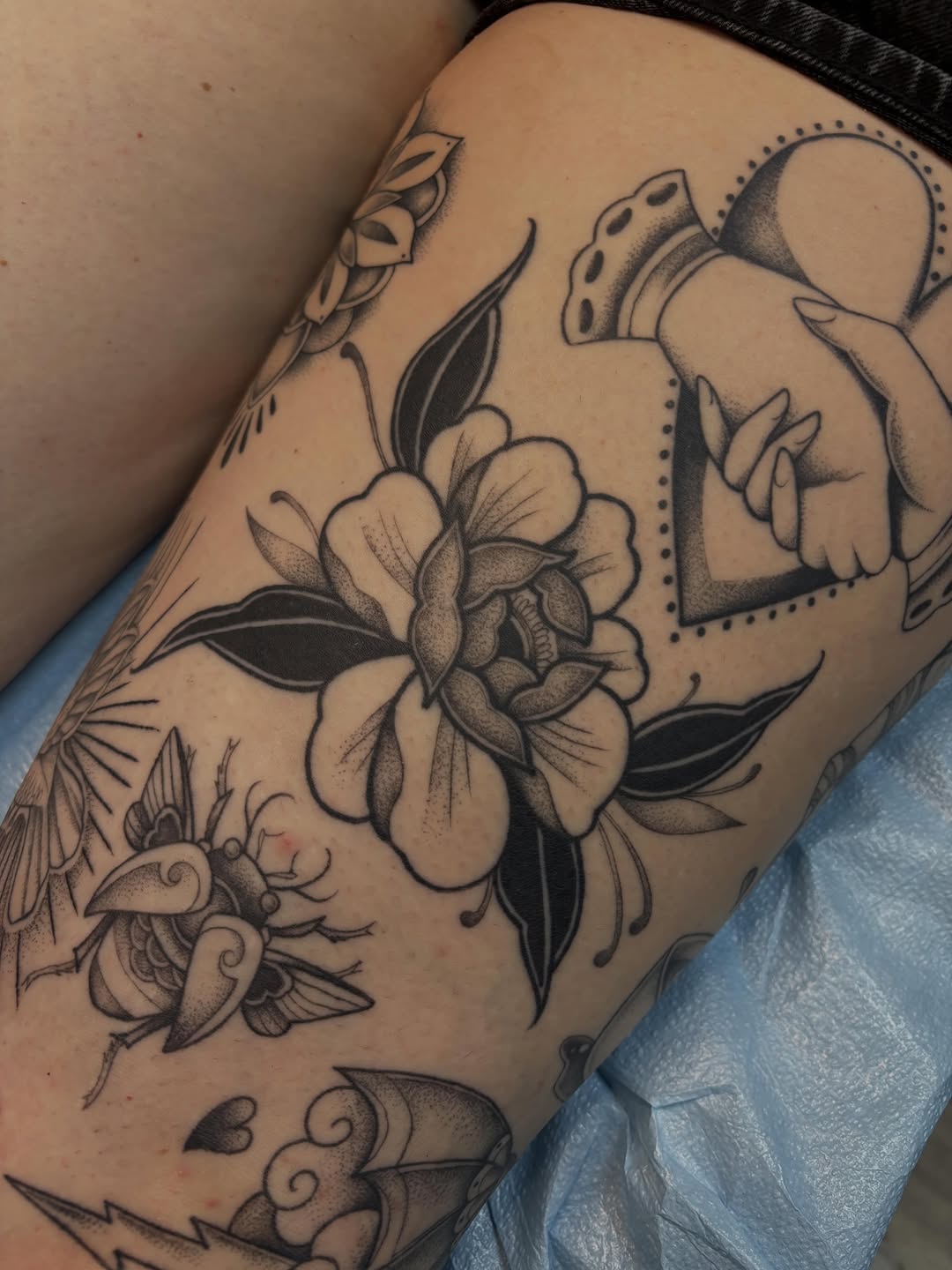 Tattoo by @haileybtats — black_and_grey
