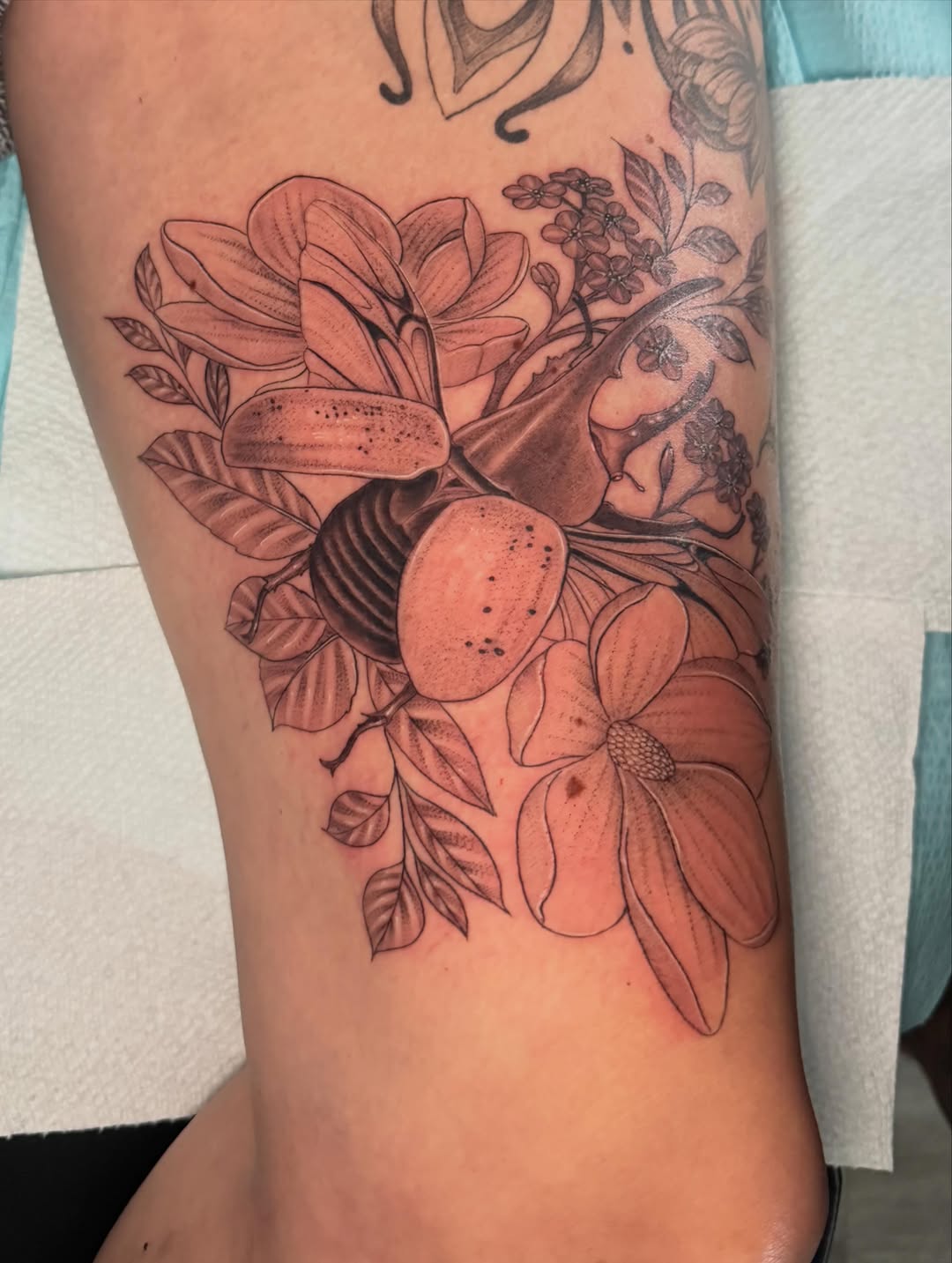 Tattoo by @lesleahipp_tattoo — illustrative, black_and_grey