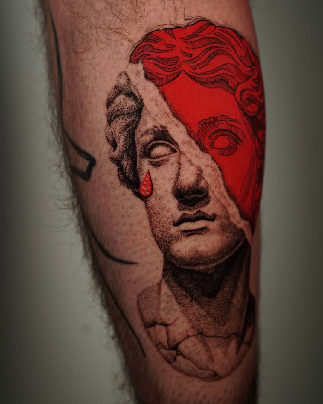 Tattoo by @doomedtattoo — black_and_grey, trash_polka