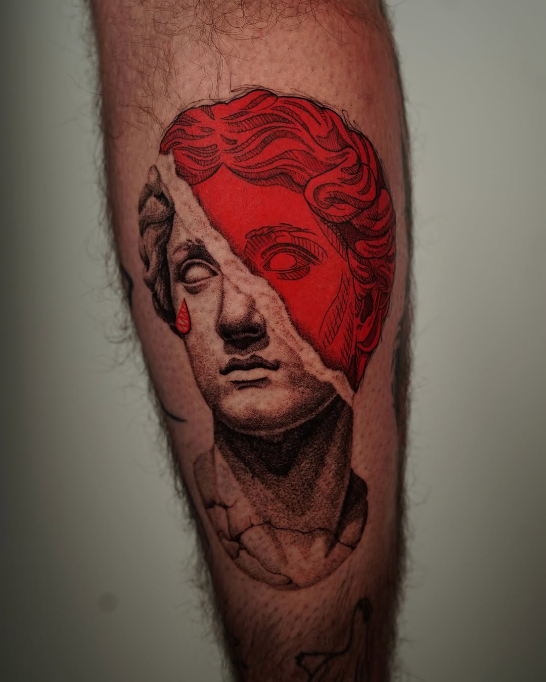 Tattoo by @doomedtattoo — black_and_grey, trash_polka