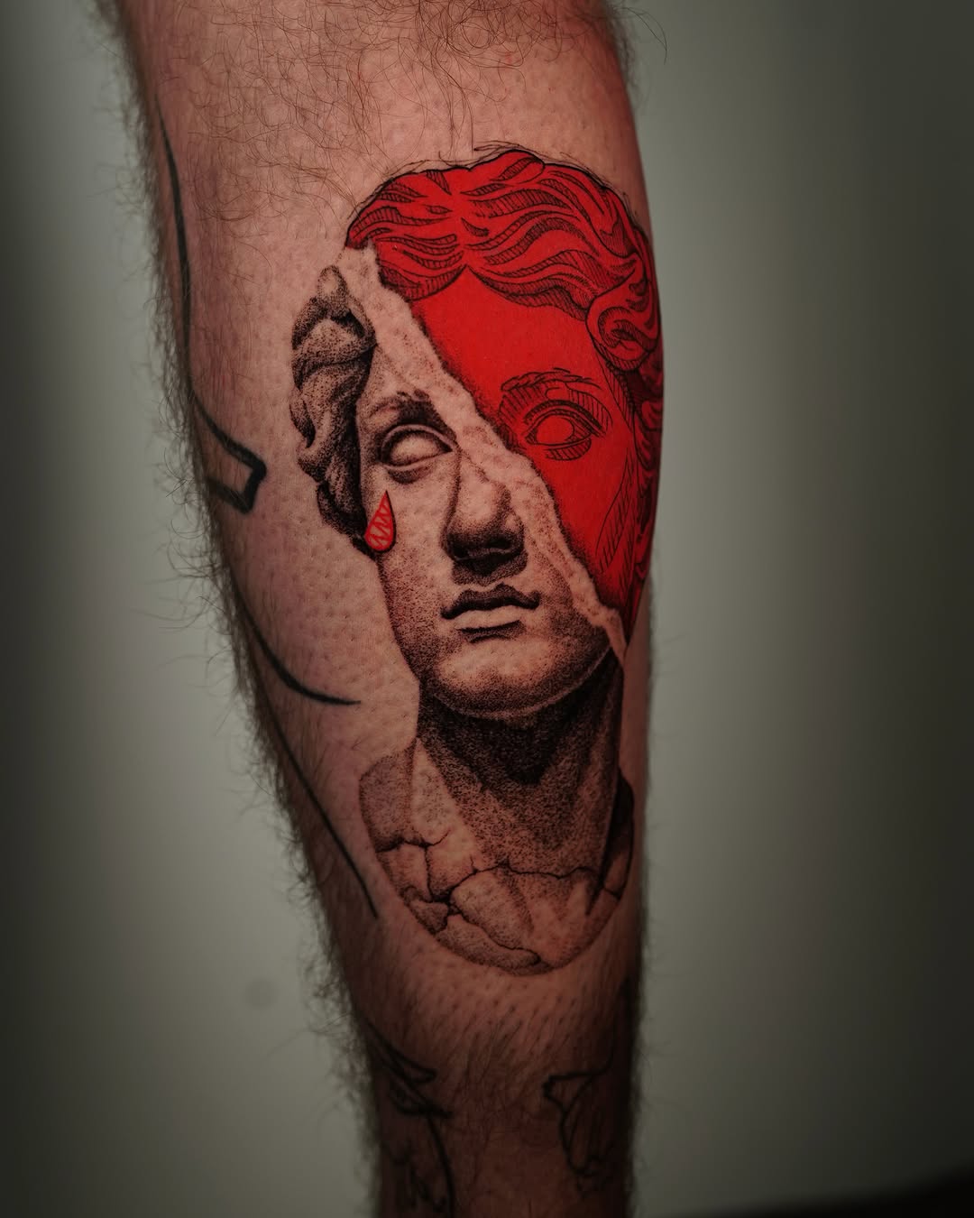 Tattoo by @doomedtattoo — black_and_grey, trash_polka