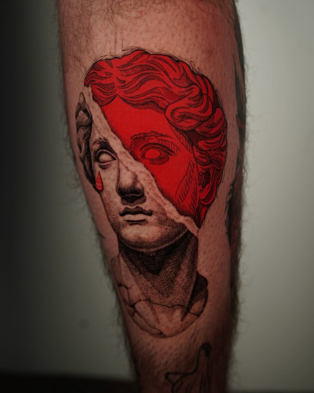 Tattoo by @doomedtattoo — black_and_grey, trash_polka