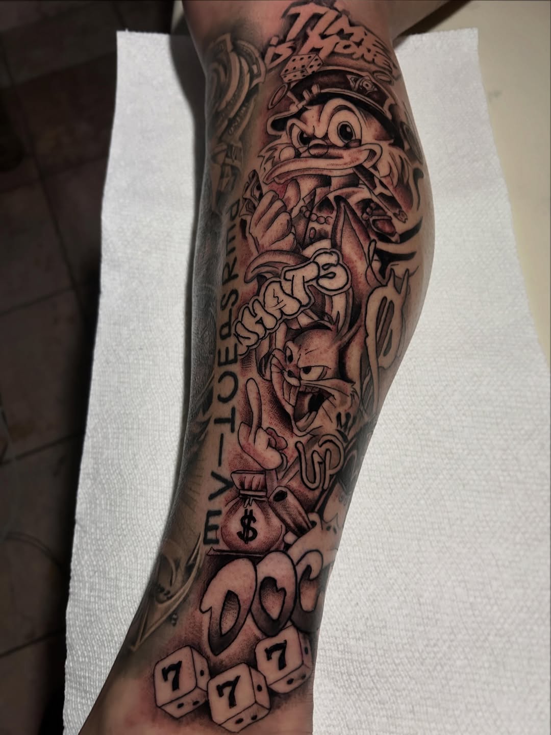 Tattoo by @marky_tattooer — illustrative, black_and_grey
