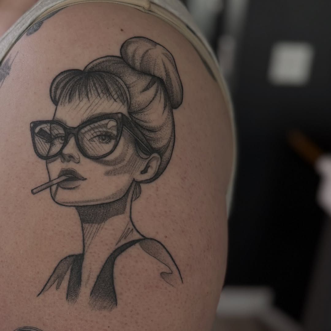 Tattoo by @denisegarner.art — black_and_grey, illustrative
