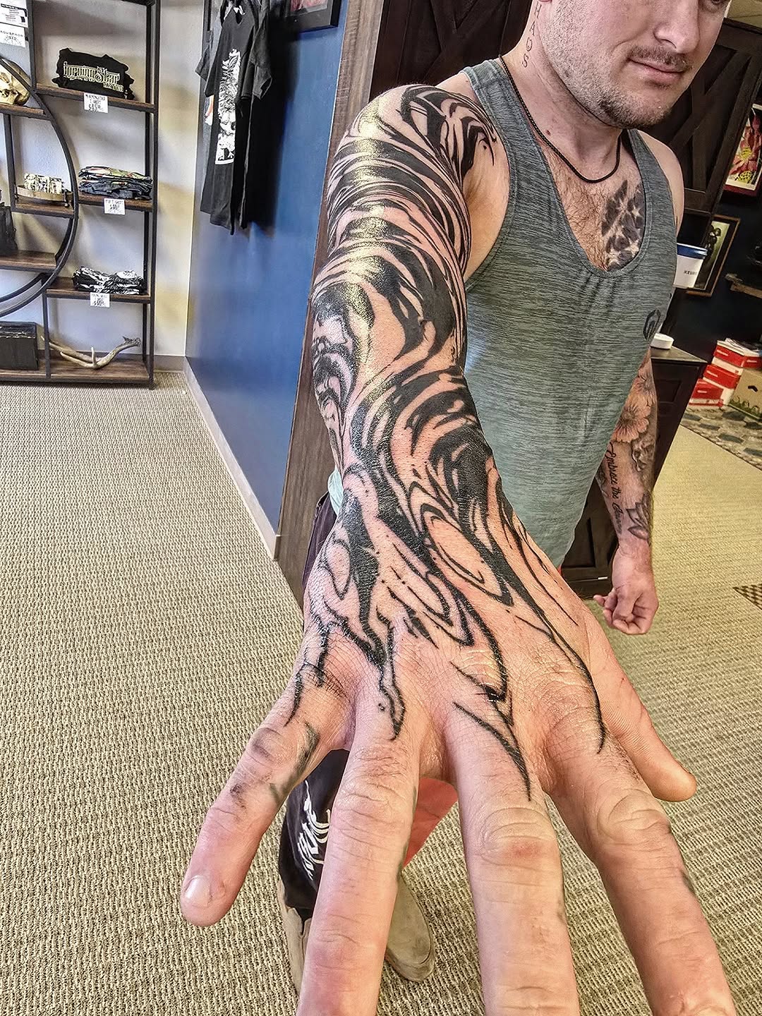 Tattoo by @wolffmantattoo — blackwork
