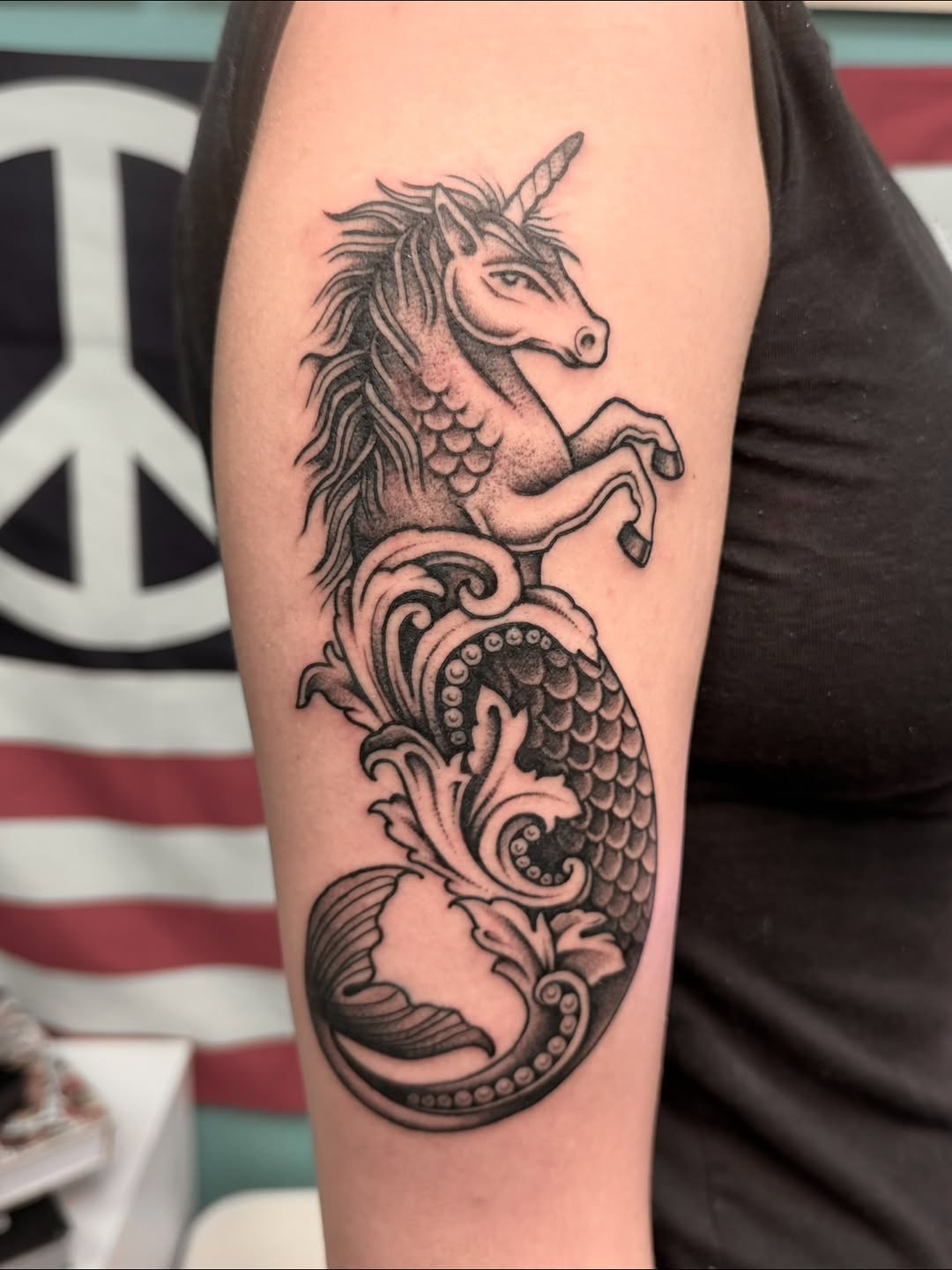 Tattoo by @macybirdtattoos — black_and_grey, illustrative
