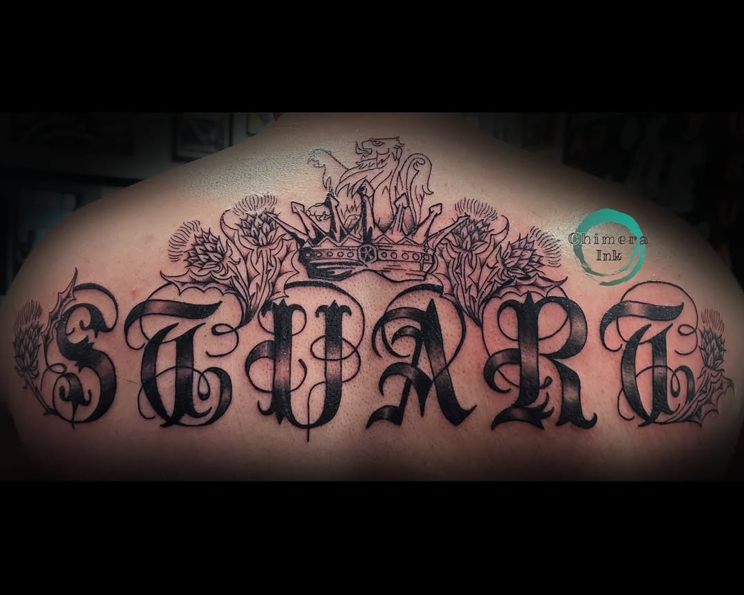 Tattoo by @chimera_ink — lettering_script, blackwork