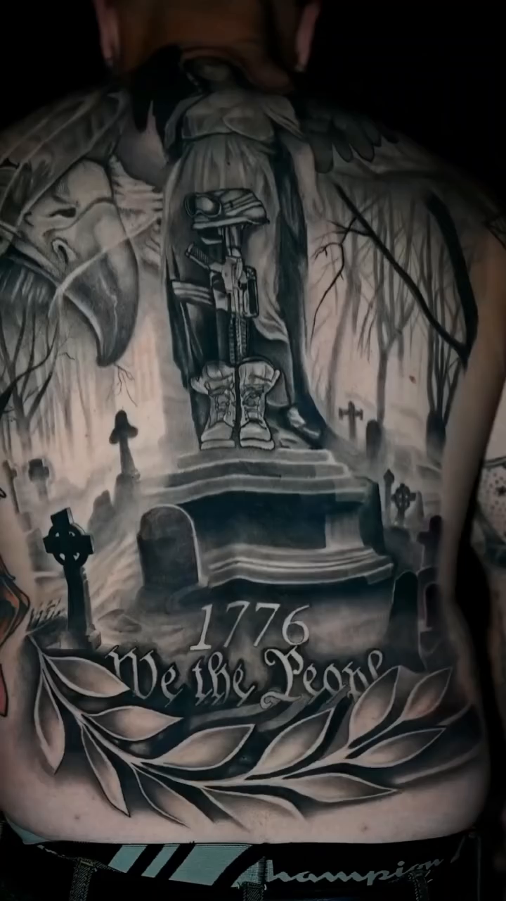 Tattoo by @hawkjackson — black_and_grey, realism
