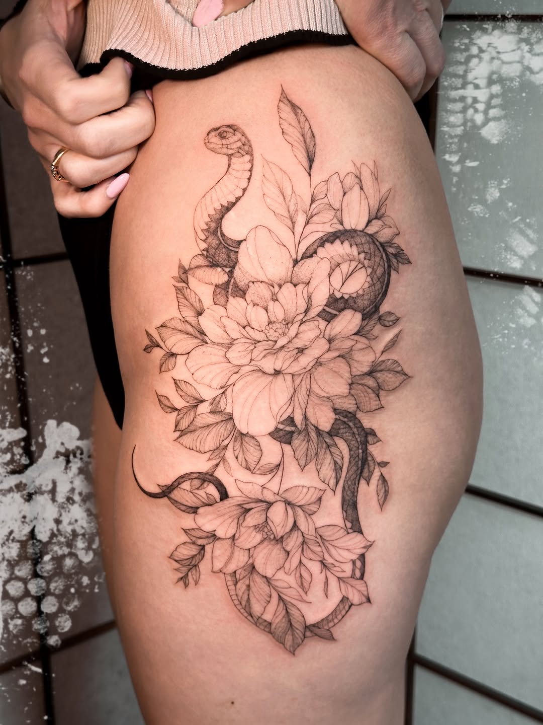 Tattoo by @milameowitattoo — black_and_grey