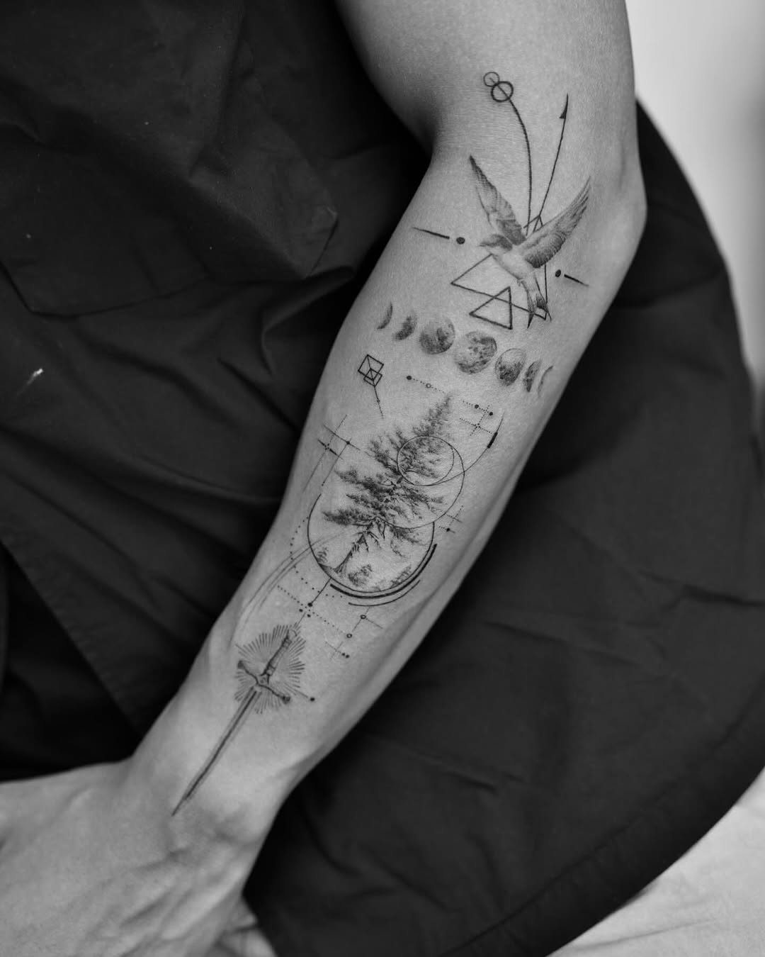 Tattoo by @arthoitam — geometric, black_and_grey