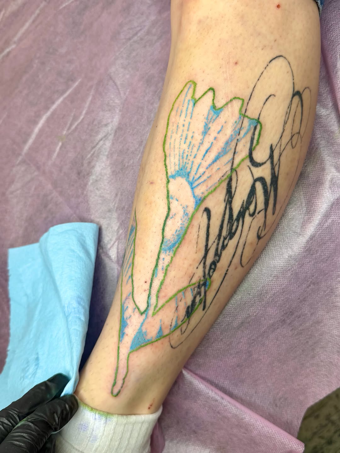 Tattoo by @makeout_sesh — lettering_script, trash_polka