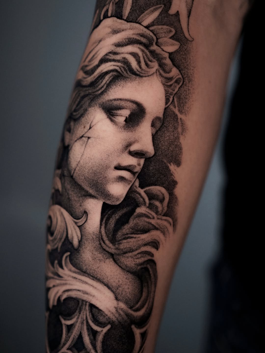 Tattoo by @leonova.tattoo — realism, dotwork
