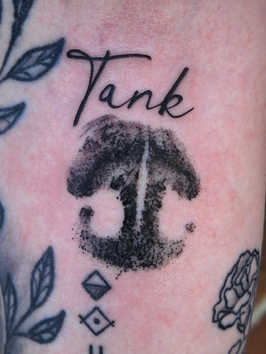 Tattoo by @meekotattoos — lettering_script, blackwork