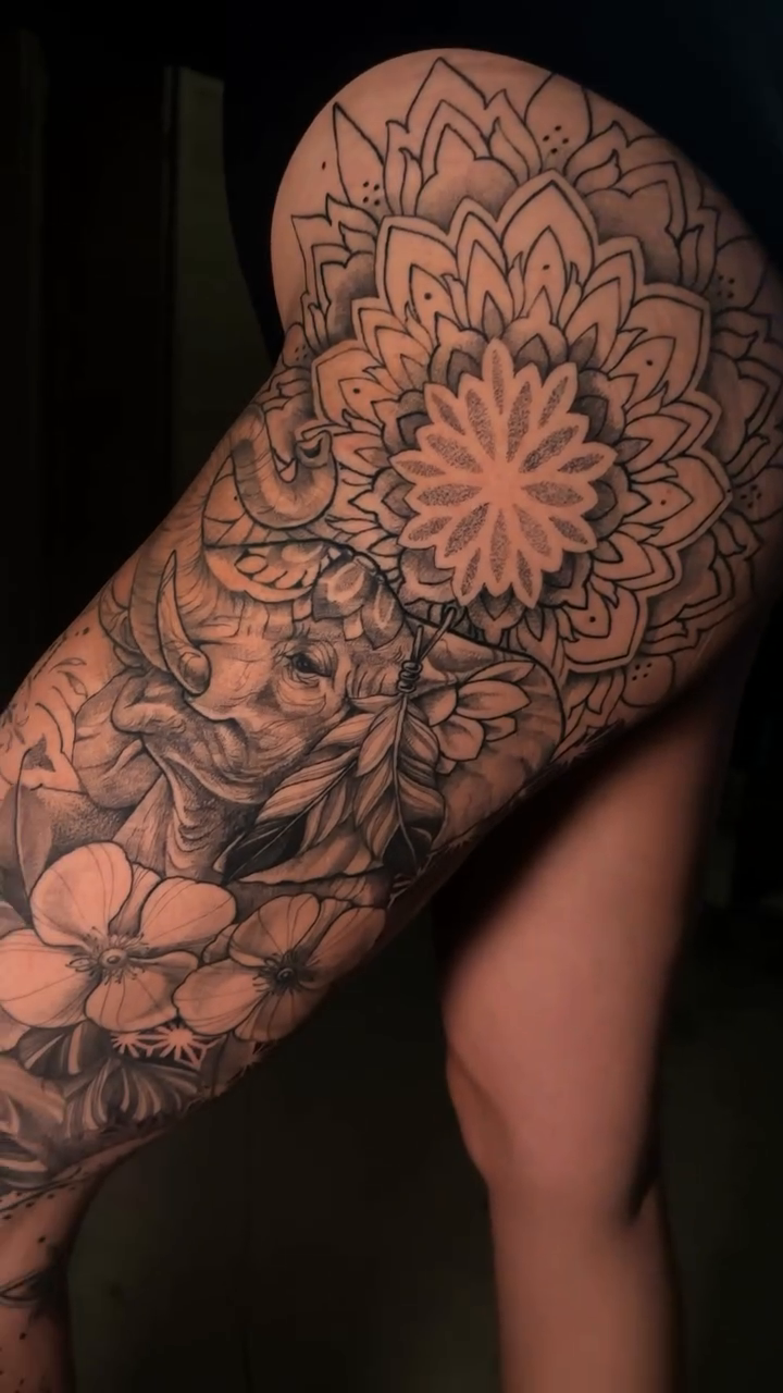 Tattoo by @trayye.ink — black_and_grey, ornamental