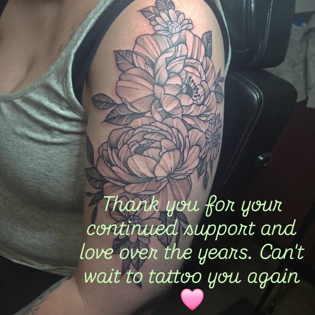 Tattoo by @killer_cait — dotwork, black_and_grey