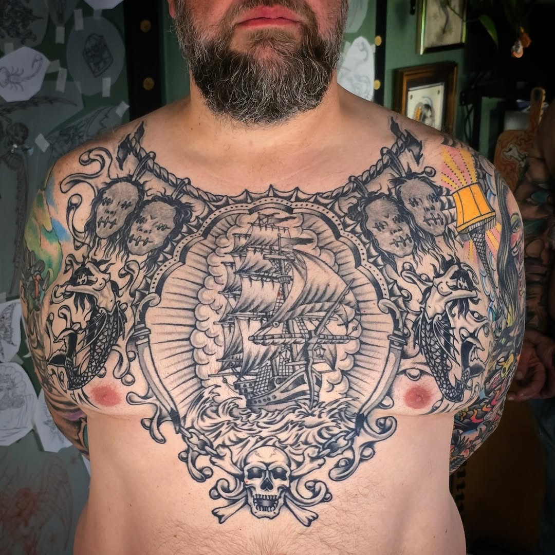 Tattoo by @aarondor — blackwork, black_and_grey