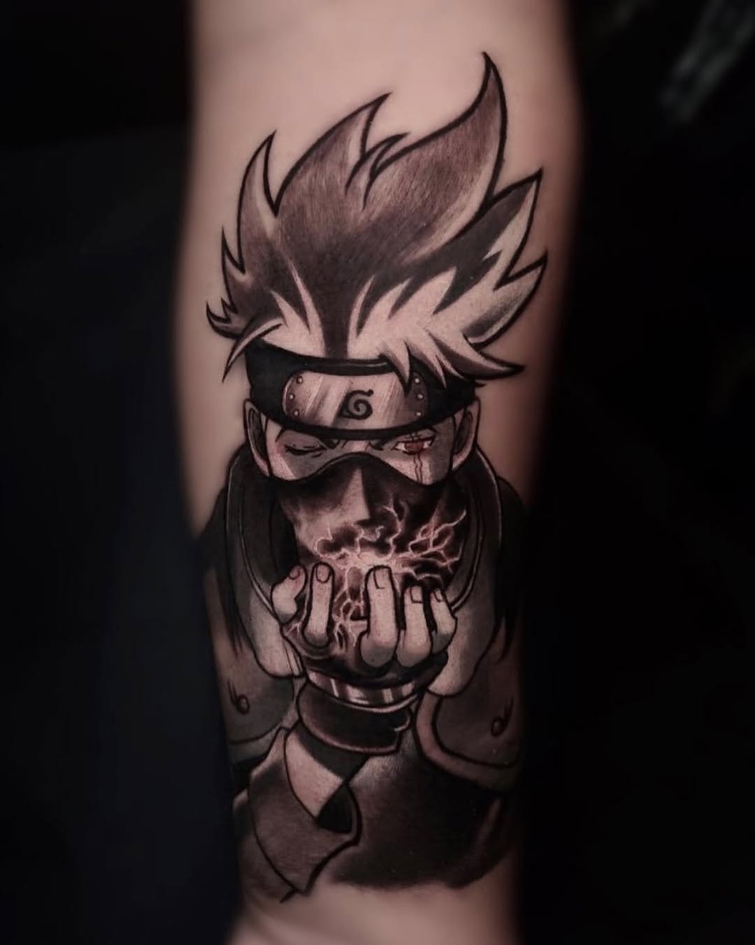 Tattoo by @myink.giingii — anime, black_and_grey