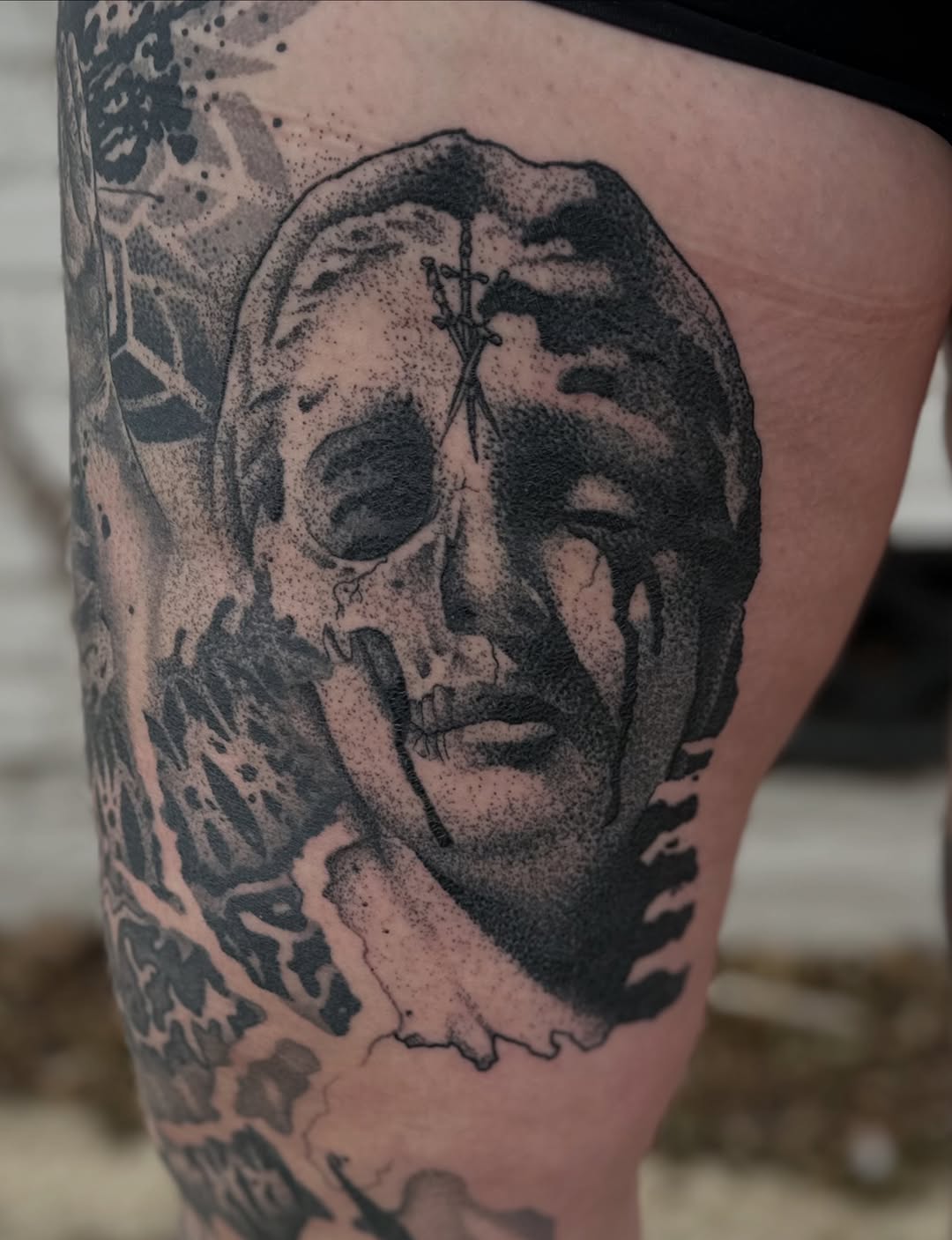 Tattoo by @jon.miller.tattoo — black_and_grey, dotwork