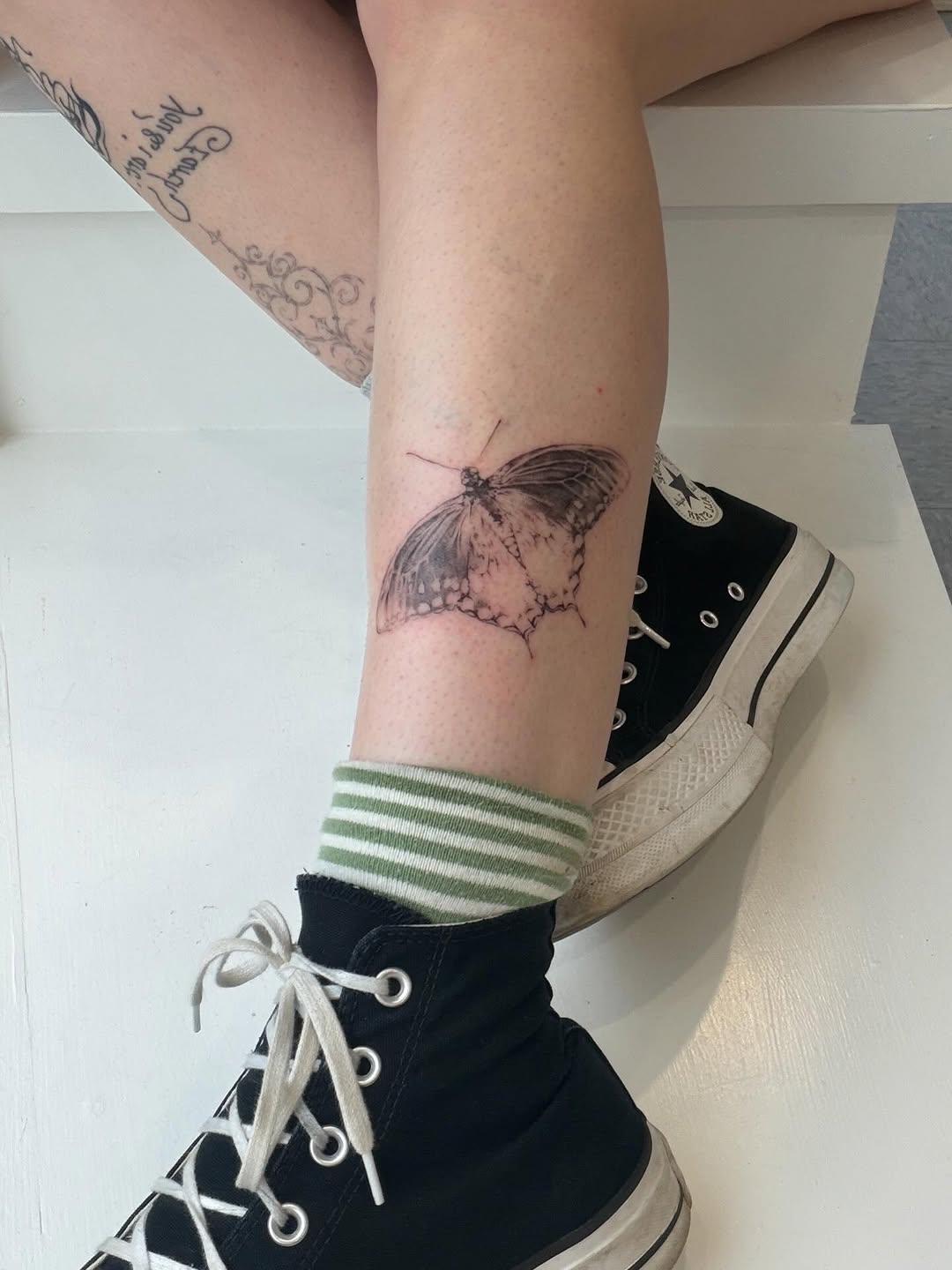 Tattoo by @honeylucktattoo — fine_line, black_and_grey