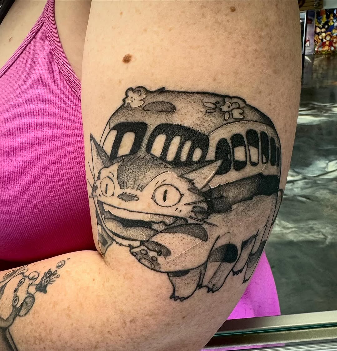 Tattoo by @kylehtattoo — anime, black_and_grey