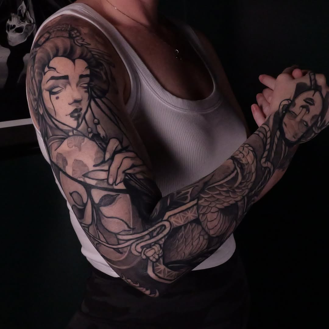 Tattoo by @weekstattoo — japanese_irezumi, black_and_grey