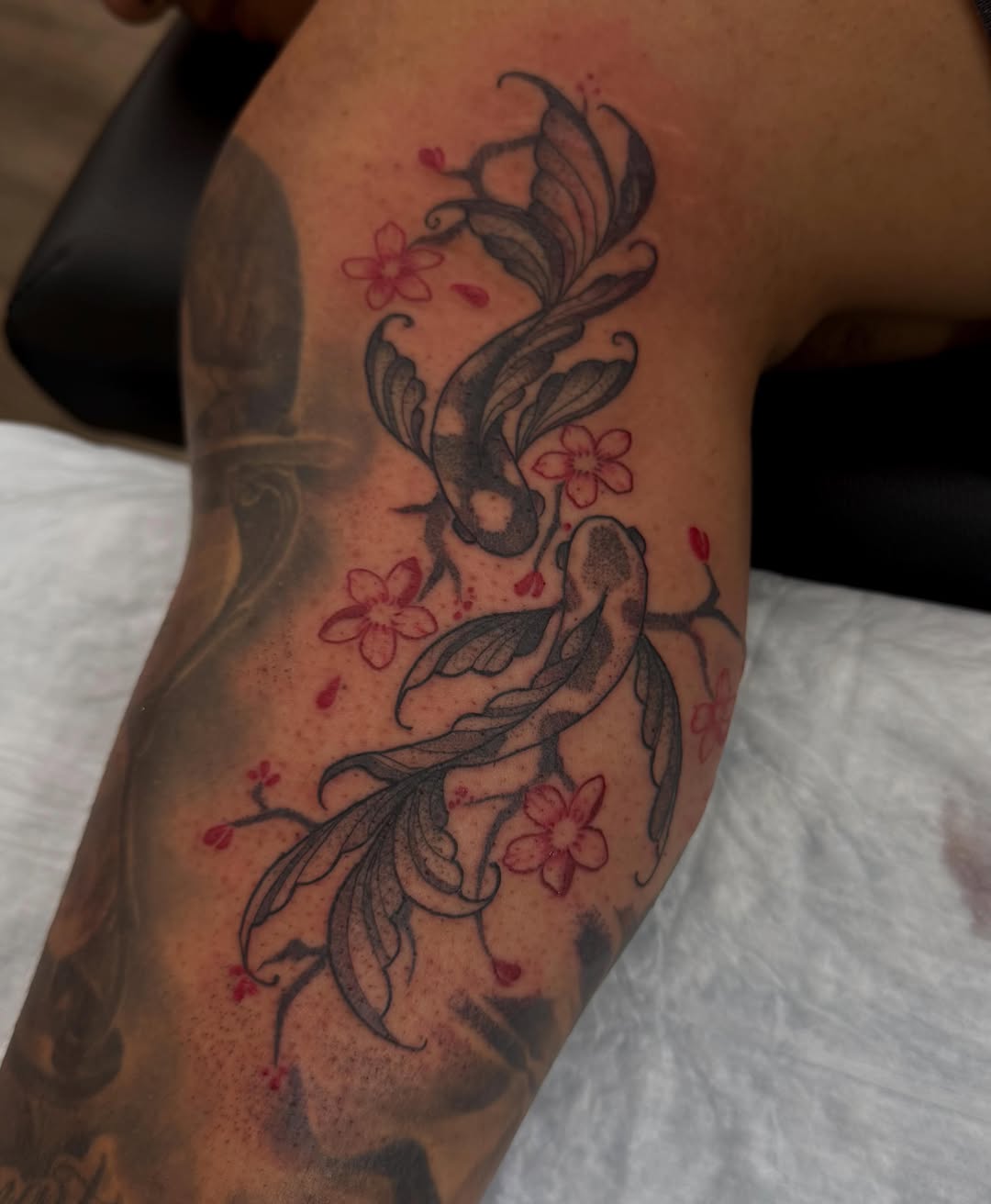 Tattoo by @honey_.ink_ — japanese_irezumi, black_and_grey