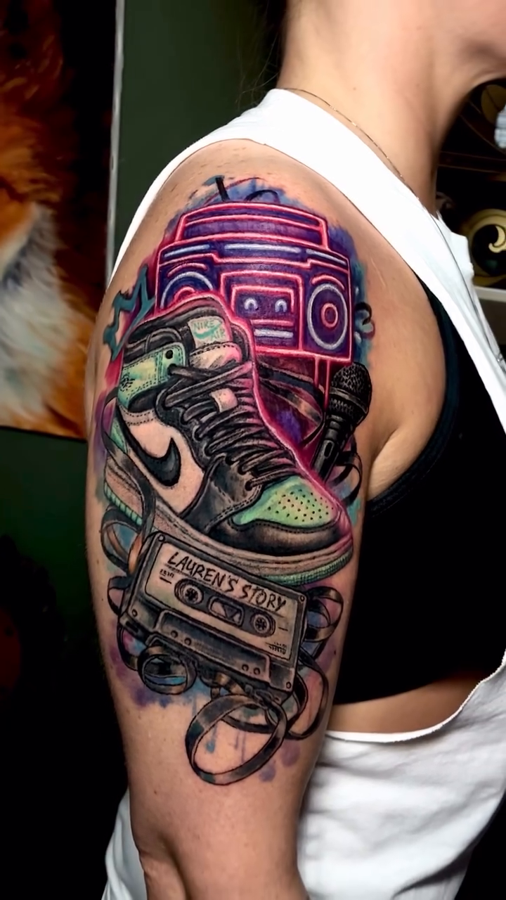 Tattoo by @relliott_artist โ new_school, trash_polka