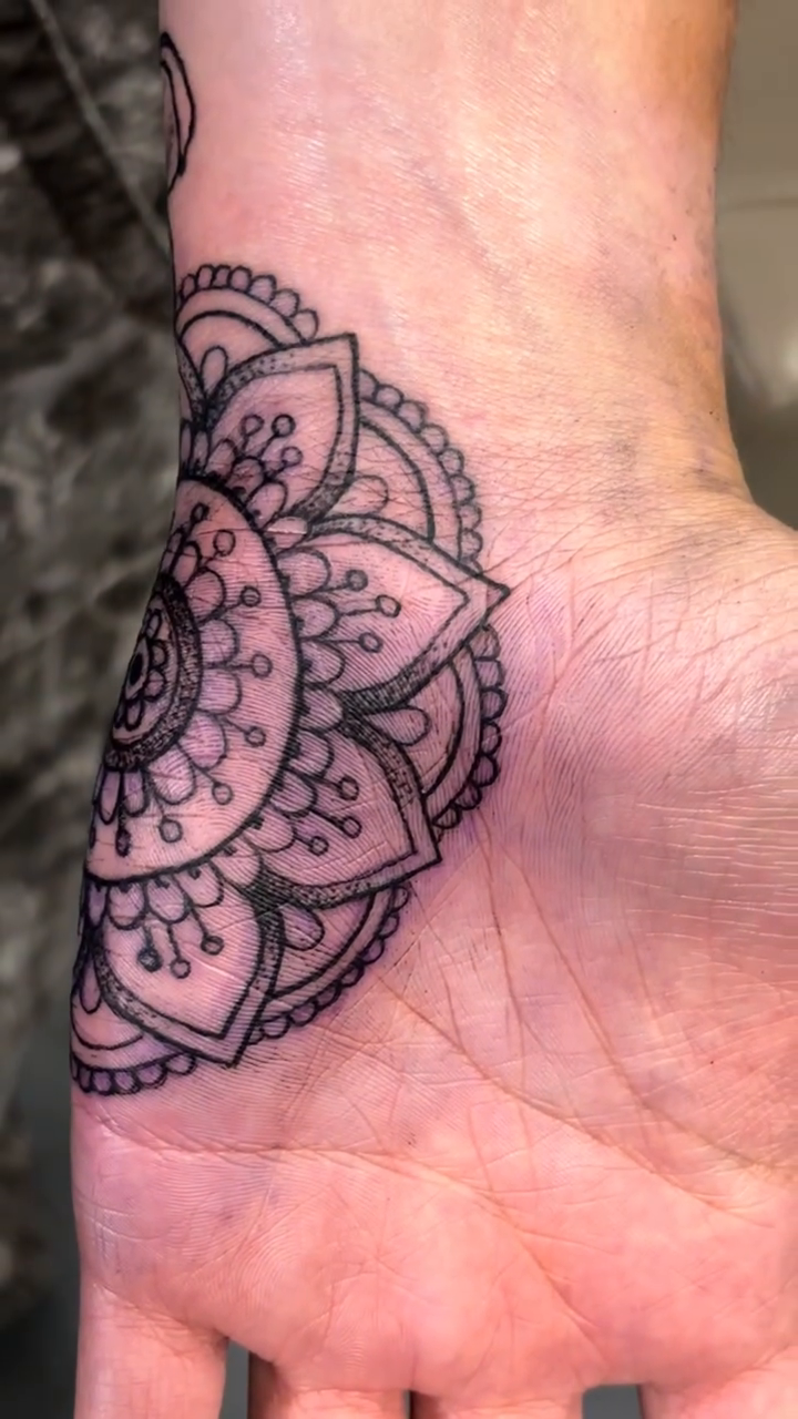 Tattoo by @saras_artistic_adventures — geometric, dotwork