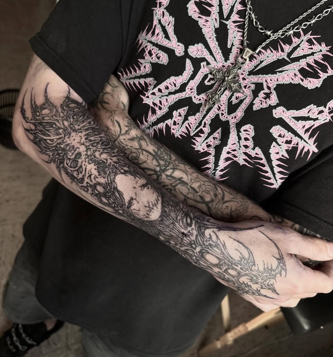 Tattoo by @sangresuciia — blackwork, dark_realism