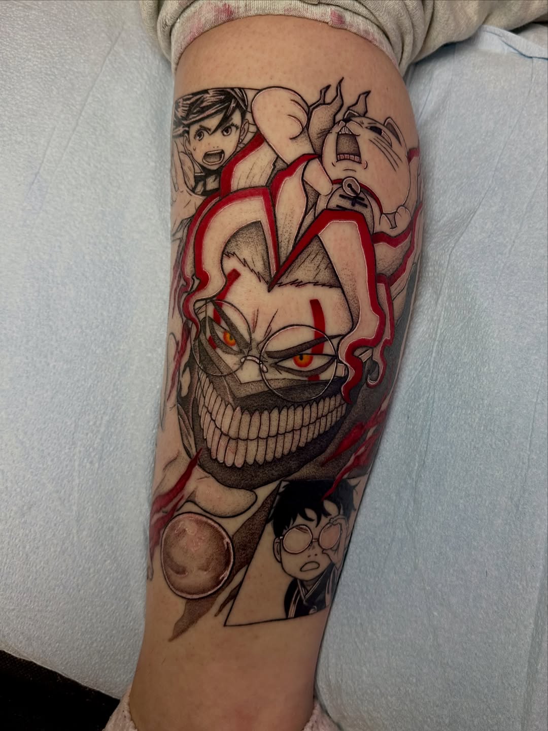 Tattoo by @d.ismailovink — anime, black_and_grey