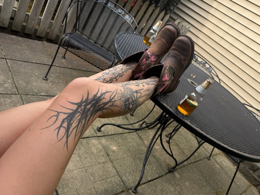 Tattoo by @miserymilkshake — illustrative, blackwork