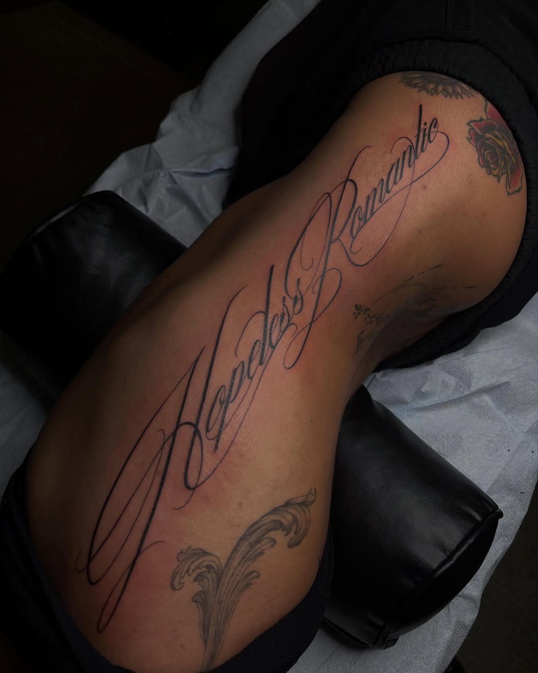 Tattoo by @midnight__mastermind — lettering_script, black_and_grey