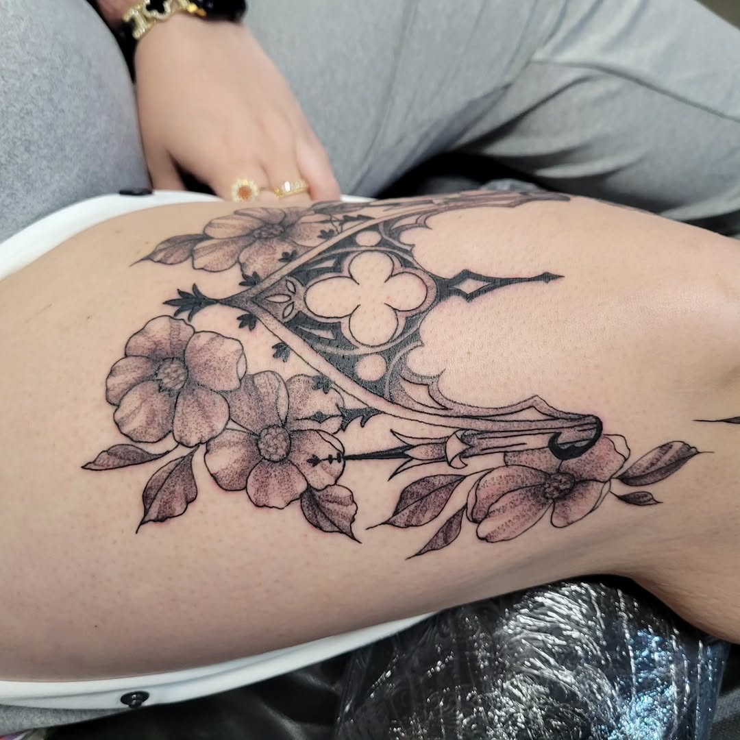 Tattoo by @nightmaristic — black_and_grey, illustrative