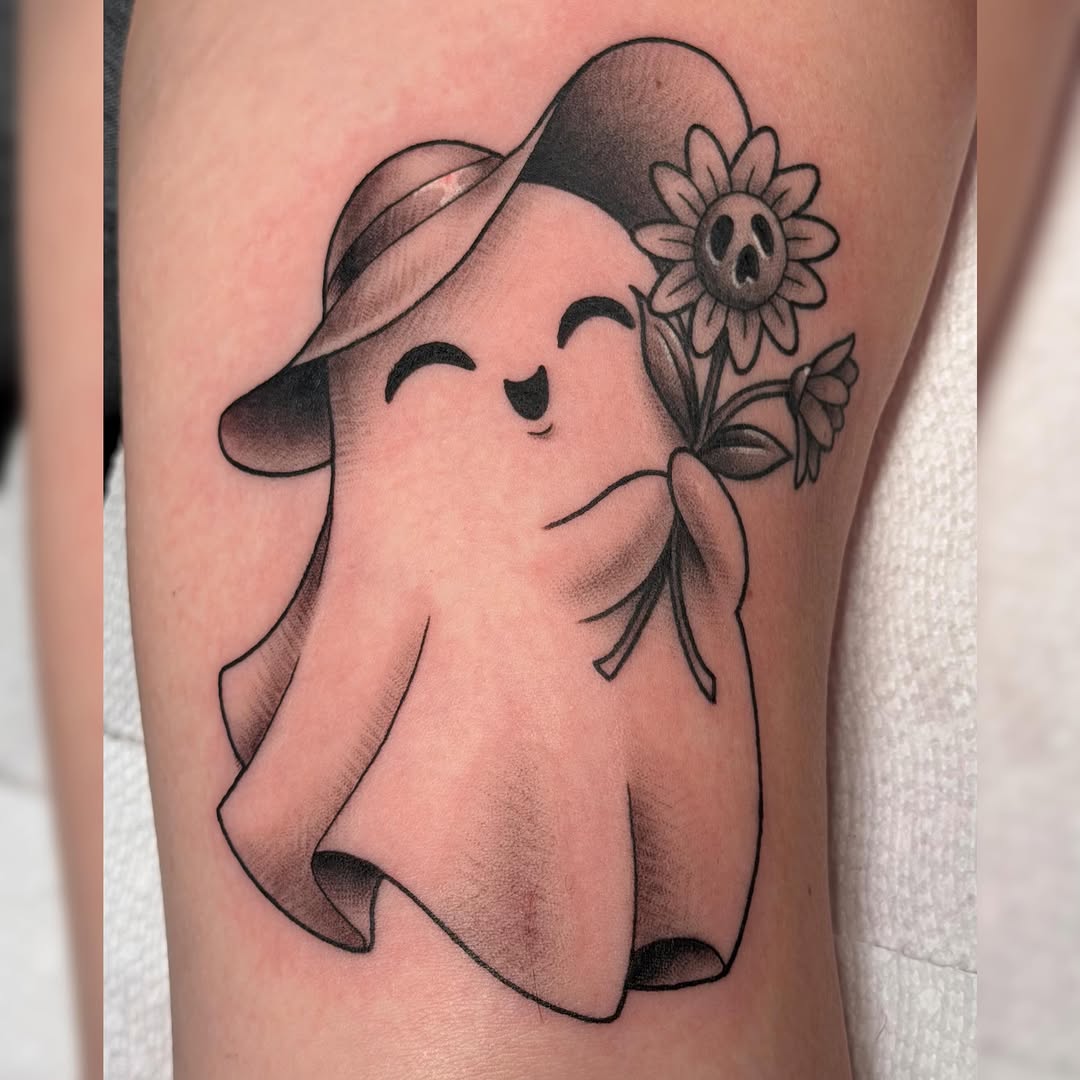 Tattoo by @gabipaigeee — black_and_grey, new_school