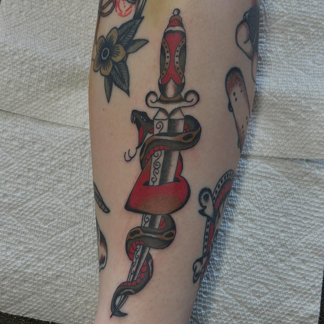 Tattoo by @ryleecoyote โ american_traditional, illustrative