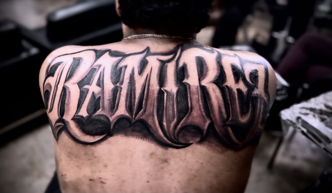 Tattoo by @don_lino_tattoo — lettering_script, black_and_grey