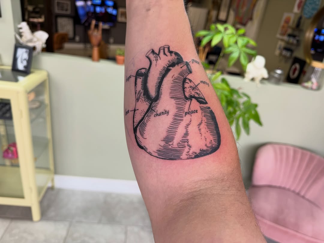Tattoo by @lindsay.tattoos — black_and_grey, lettering_script