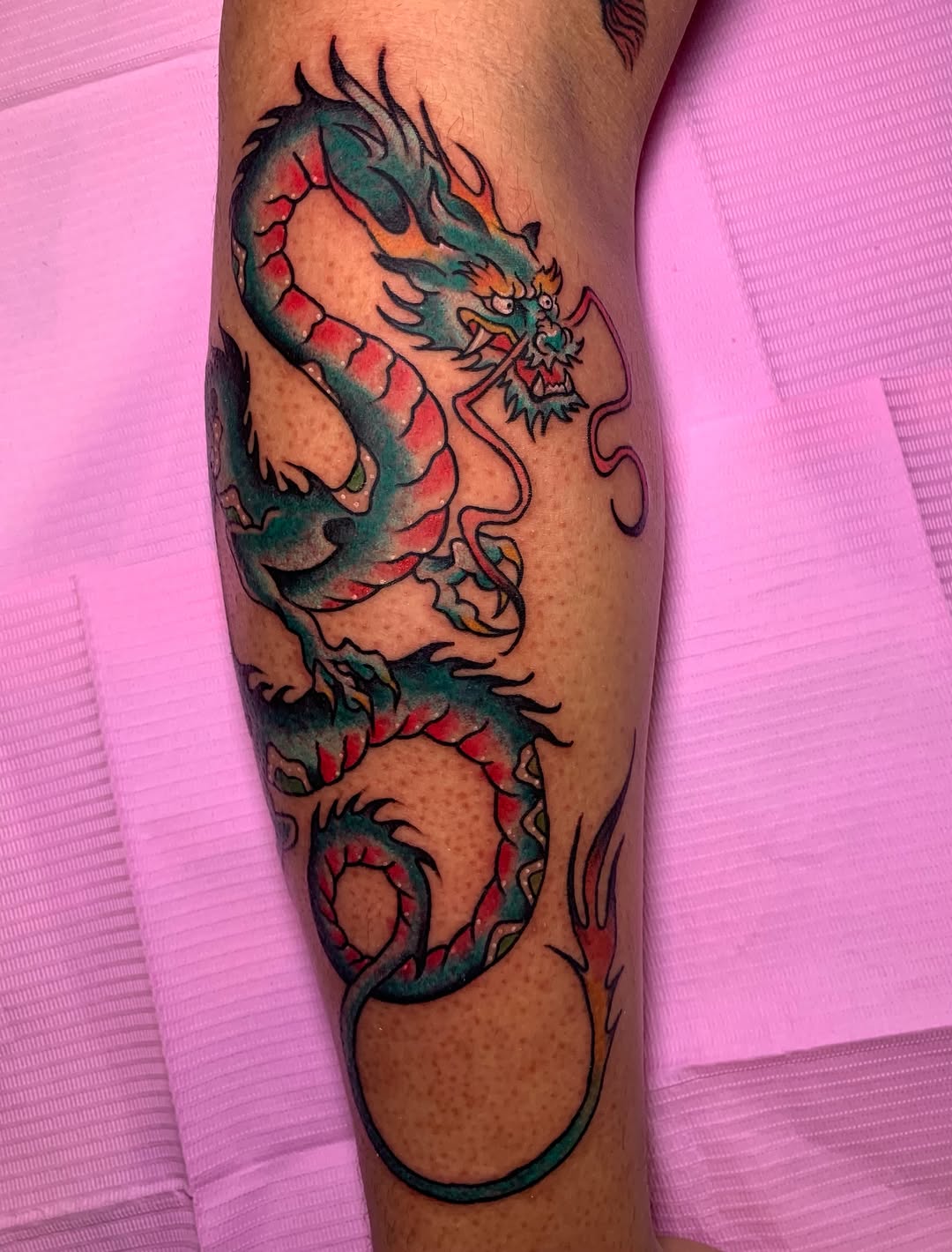 Tattoo by @manicpixxie — japanese_irezumi, american_traditional