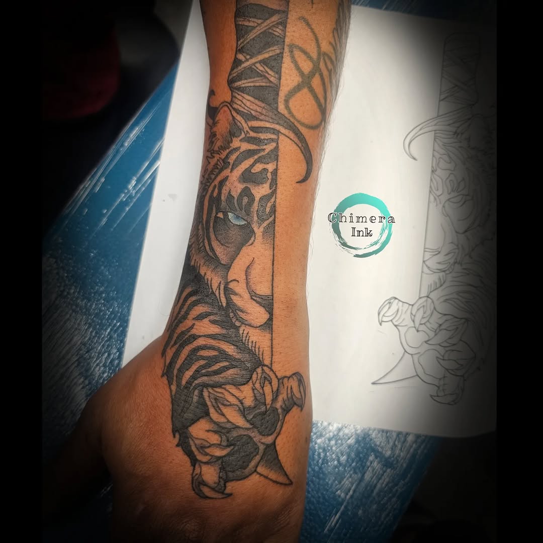 Tattoo by @chimera_ink — realism, black_and_grey