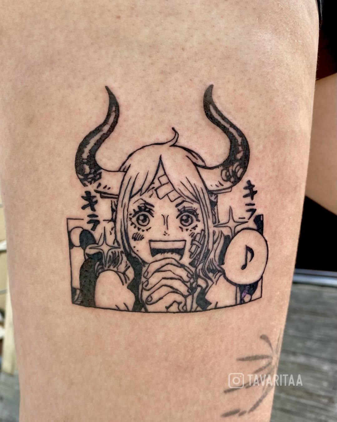 Tattoo by @tavaritaa — anime, blackwork