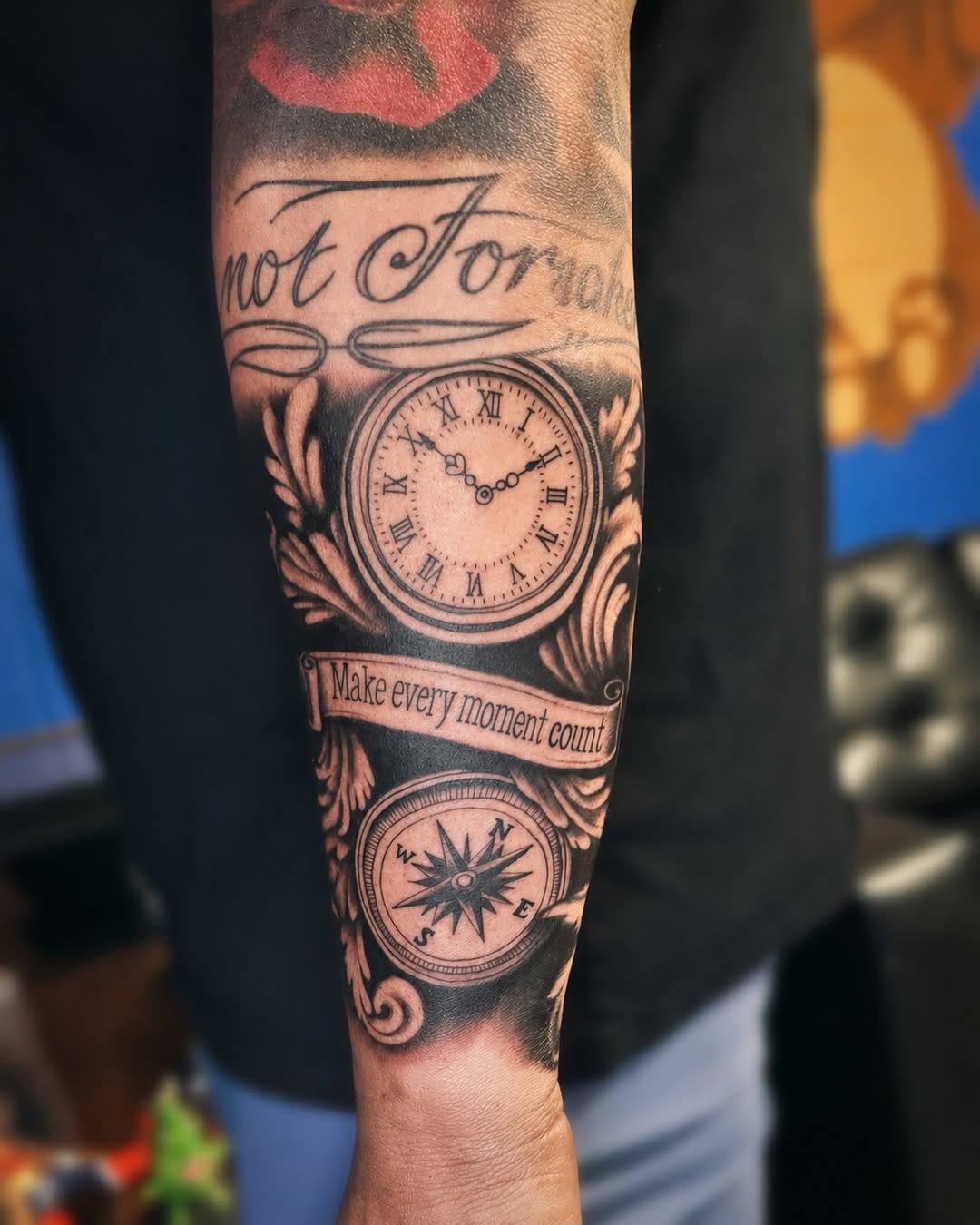 Tattoo by @tattooed_by_k8 โ black_and_grey, lettering_script