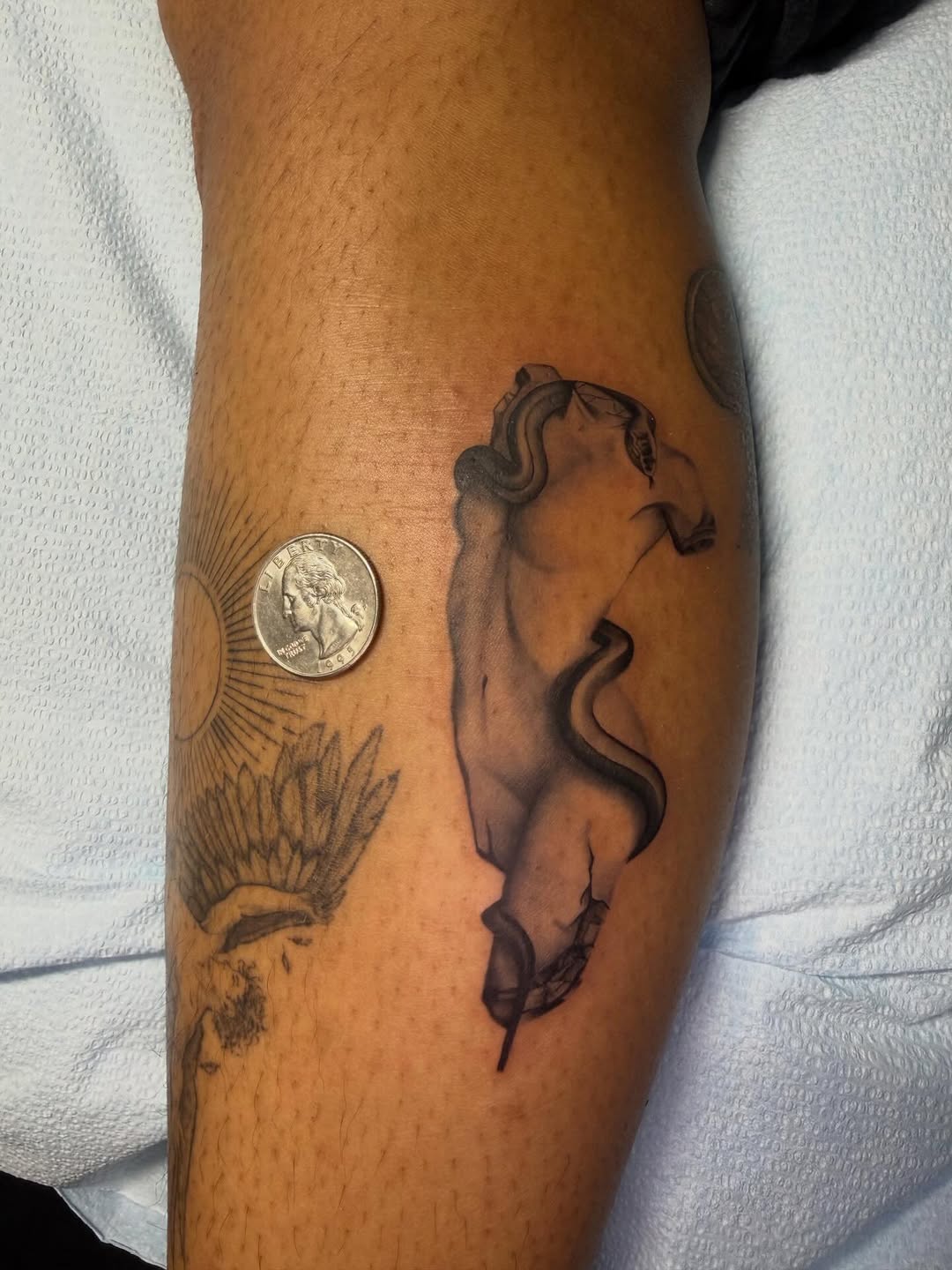 Tattoo by @d_goddess_tattoos — realism, black_and_grey
