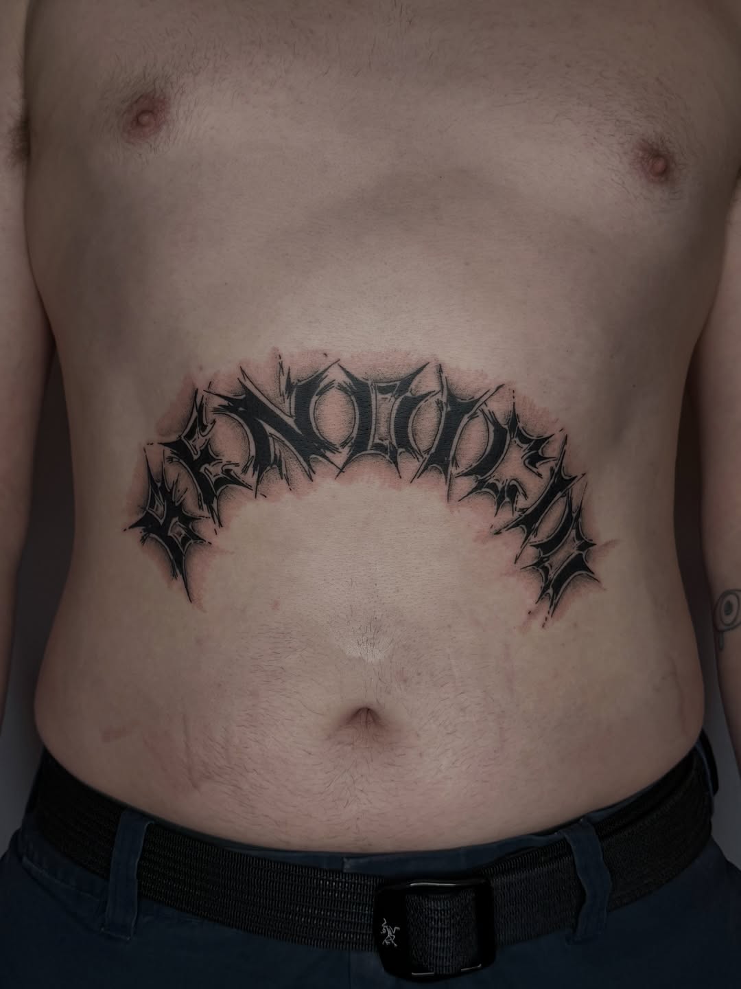 Tattoo by @zac.inks — lettering_script, blackwork