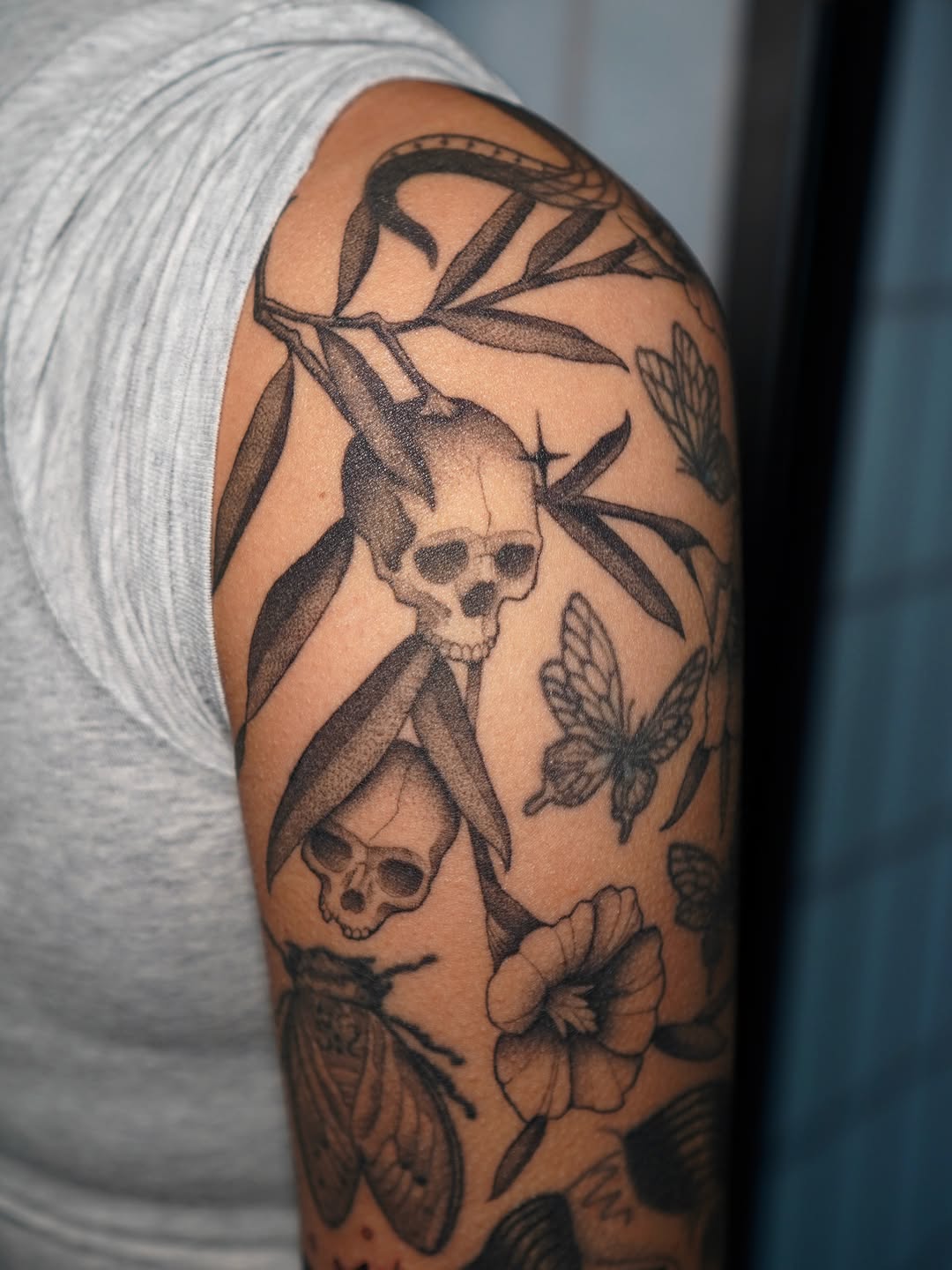 Tattoo by @carlosthebarloswarlos_ — illustrative, black_and_grey