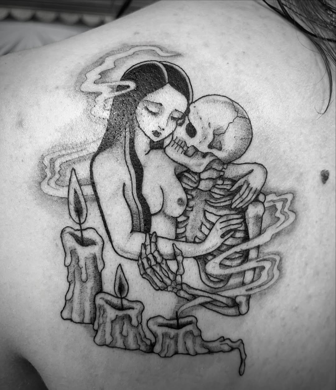 Tattoo by @the_slim_reaper_tattoo — illustrative, black_and_grey