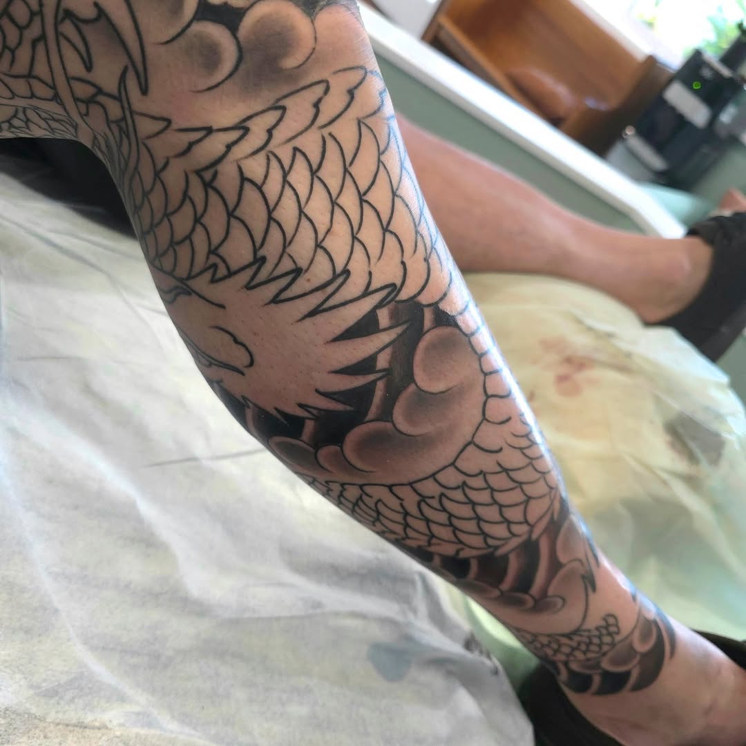 Tattoo by @jballardtattoos — japanese_irezumi, black_and_grey