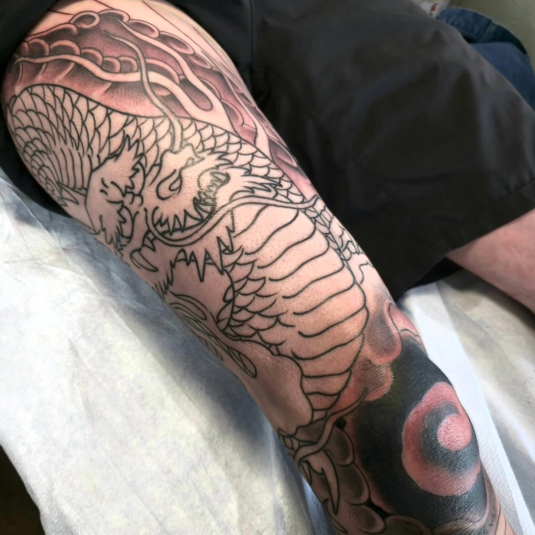 Tattoo by @jballardtattoos — japanese_irezumi, black_and_grey