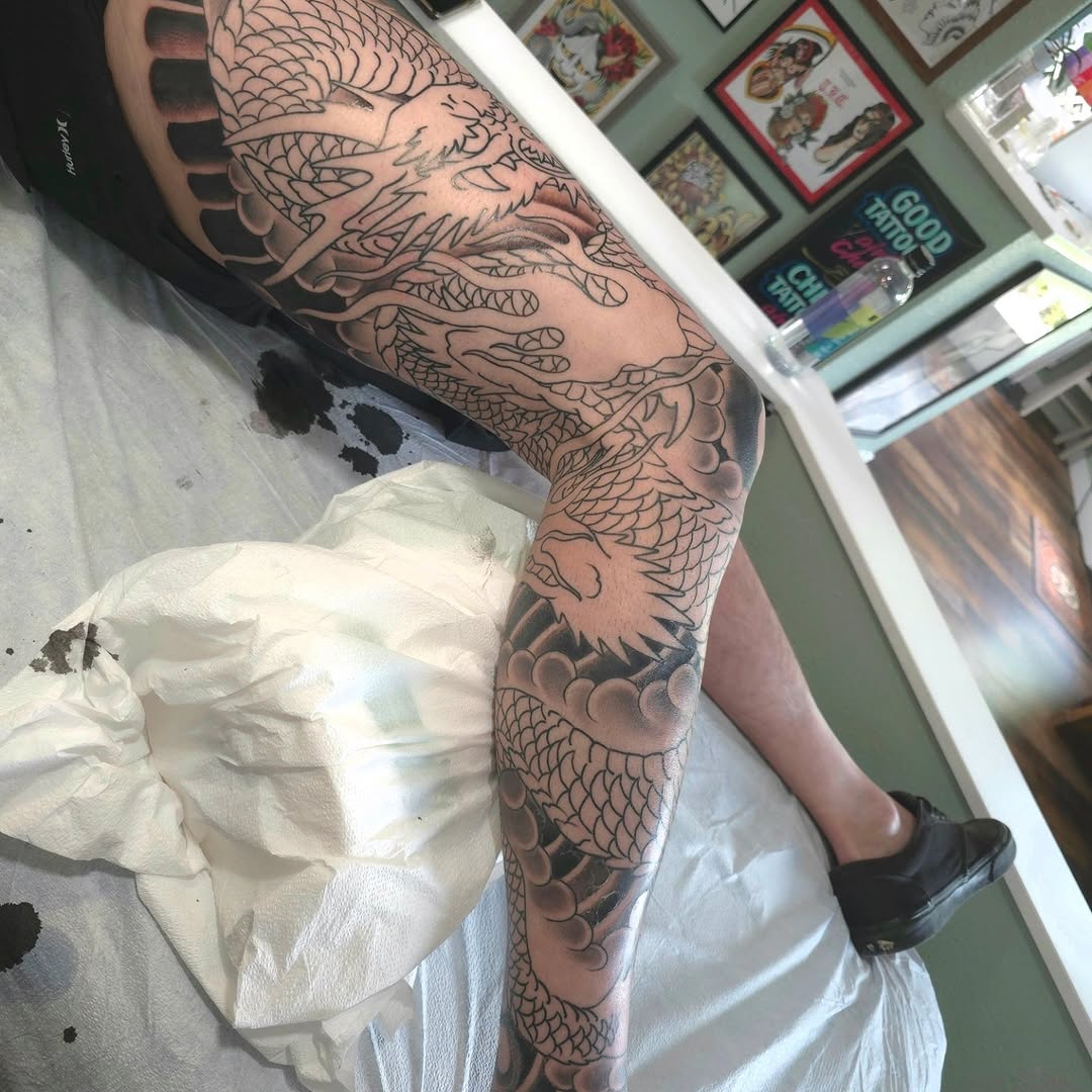 Tattoo by @jballardtattoos — japanese_irezumi, black_and_grey